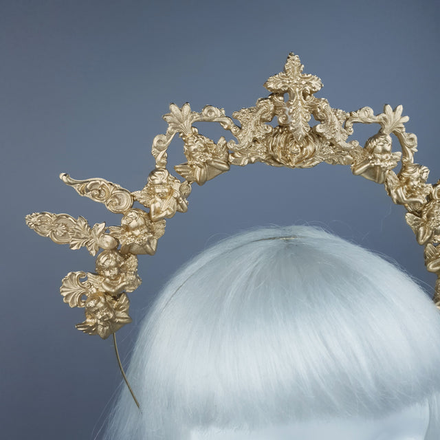 "Luz" Gold Cherub Filigree Halo