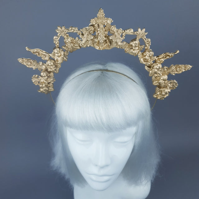 "Luz" Gold Cherub Filigree Halo