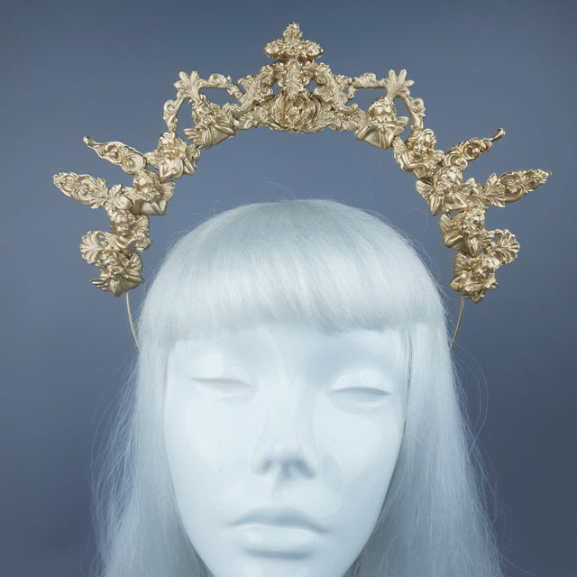 "Luz" Gold Cherub Filigree Halo