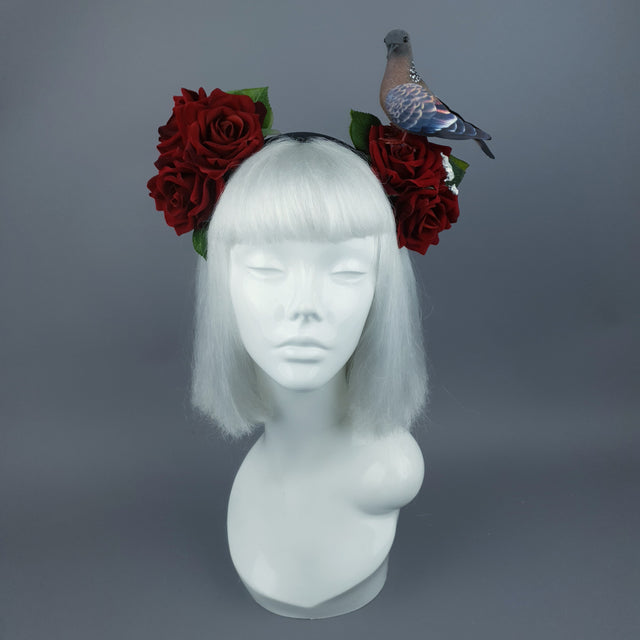 "Dagnabbit!" Whimsical Pigeon Poop & Red Roses Headband