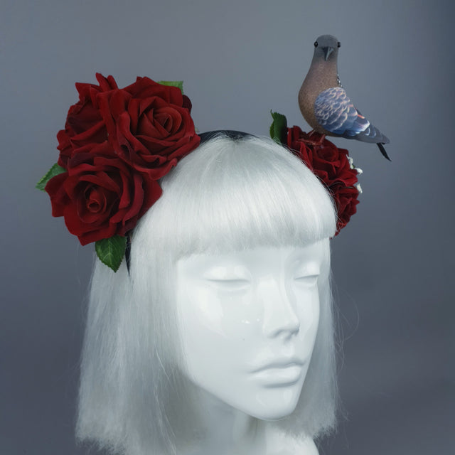 "Dagnabbit!" Whimsical Pigeon Poop & Red Roses Headband