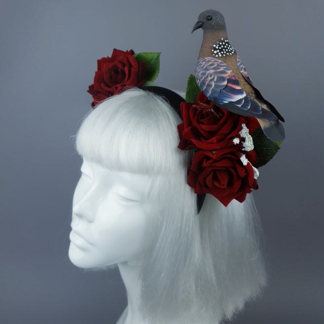 "Dagnabbit!" Whimsical Pigeon Poop & Red Roses Headband