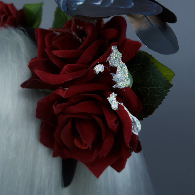 "Dagnabbit!" Whimsical Pigeon Poop & Red Roses Headband