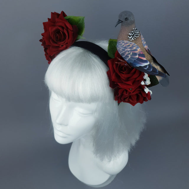 "Dagnabbit!" Whimsical Pigeon Poop & Red Roses Headband