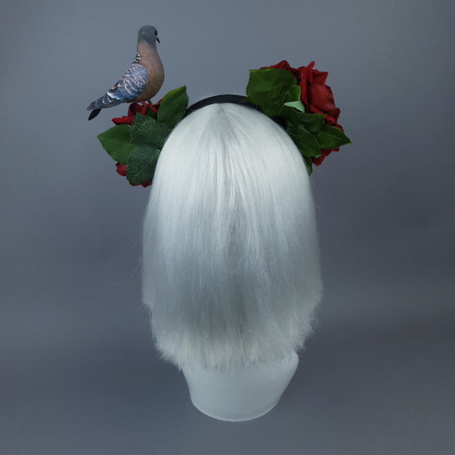 "Dagnabbit!" Whimsical Pigeon Poop & Red Roses Headband