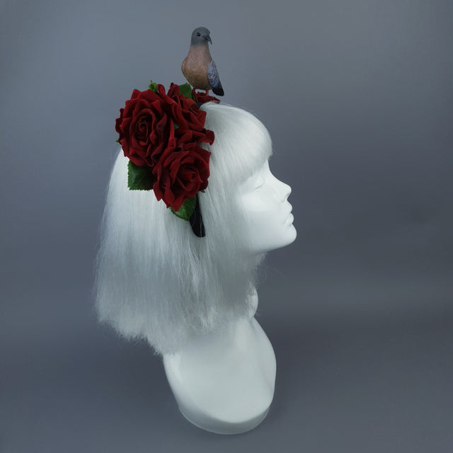 "Dagnabbit!" Whimsical Pigeon Poop & Red Roses Headband