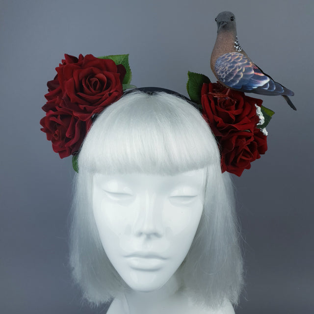 "Dagnabbit!" Whimsical Pigeon Poop & Red Roses Headband