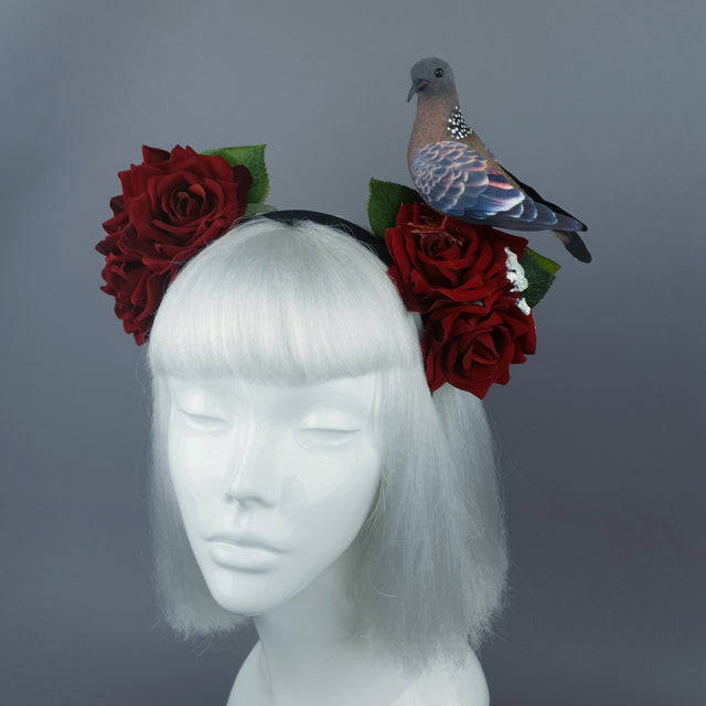 "Dagnabbit!" Whimsical Pigeon Poop & Red Roses Headband