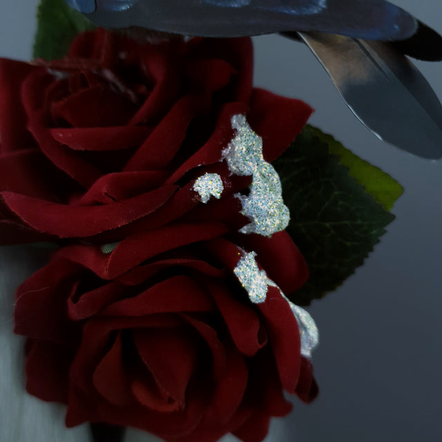 "Dagnabbit!" Whimsical Pigeon Poop & Red Roses Headband