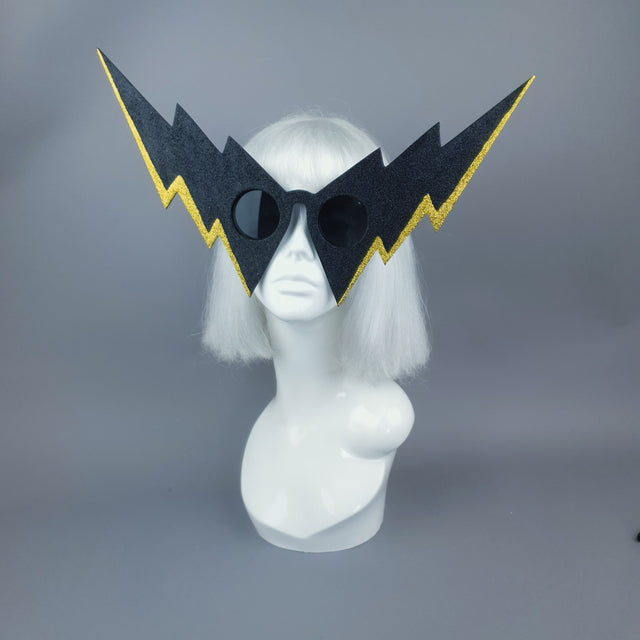 "Villain" Black & Gold Lightening Bolt Sunglasses