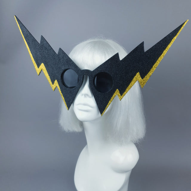 "Villain" Black & Gold Lightening Bolt Sunglasses