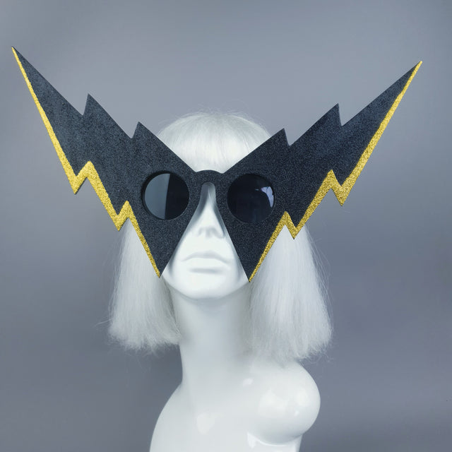 "Villain" Black & Gold Lightening Bolt Sunglasses