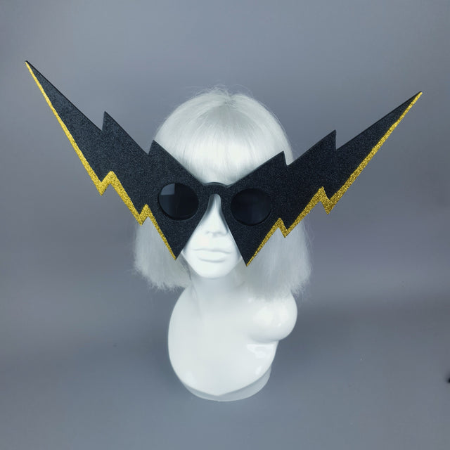 "Villain" Black & Gold Lightening Bolt Sunglasses