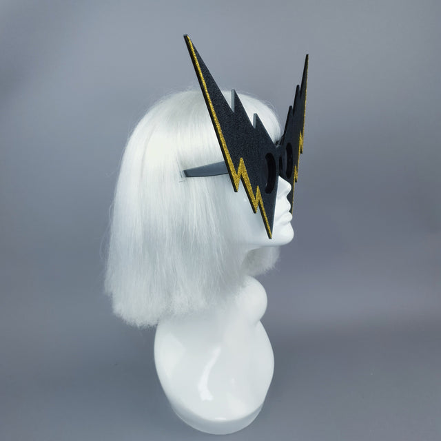 "Villain" Black & Gold Lightening Bolt Sunglasses