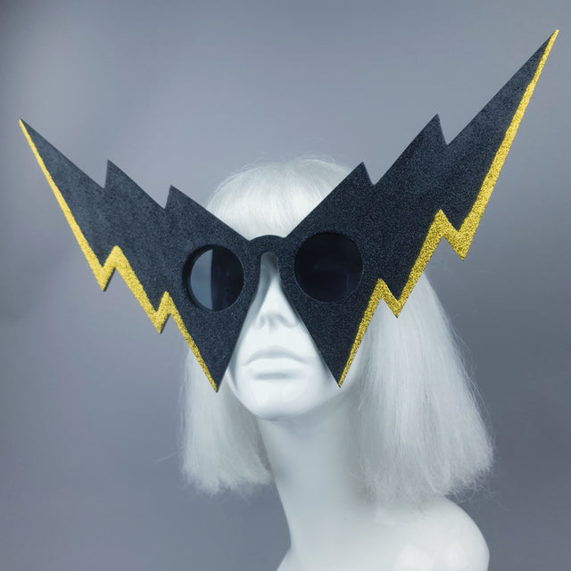 "Villain" Black & Gold Lightening Bolt Sunglasses