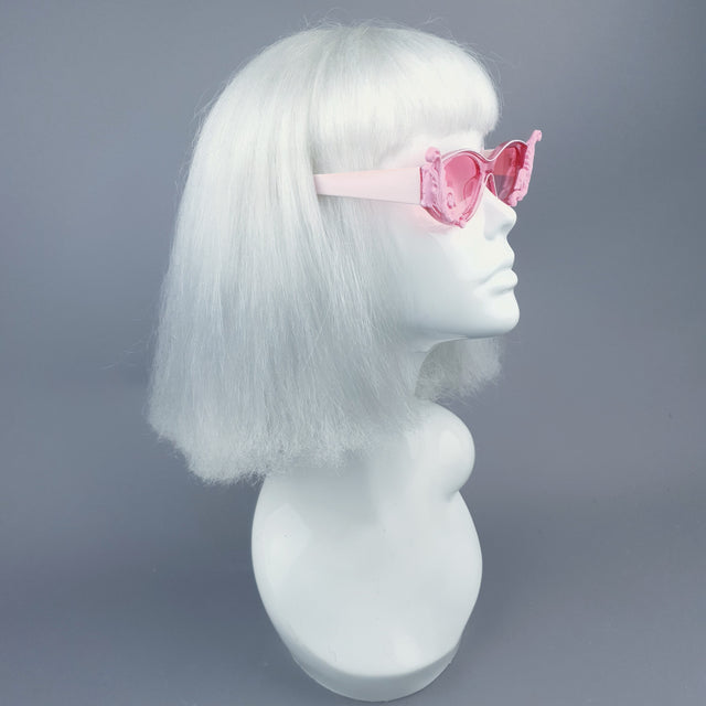 "Jannah" Pink Glitter Catseye Sunglasses with Filigree