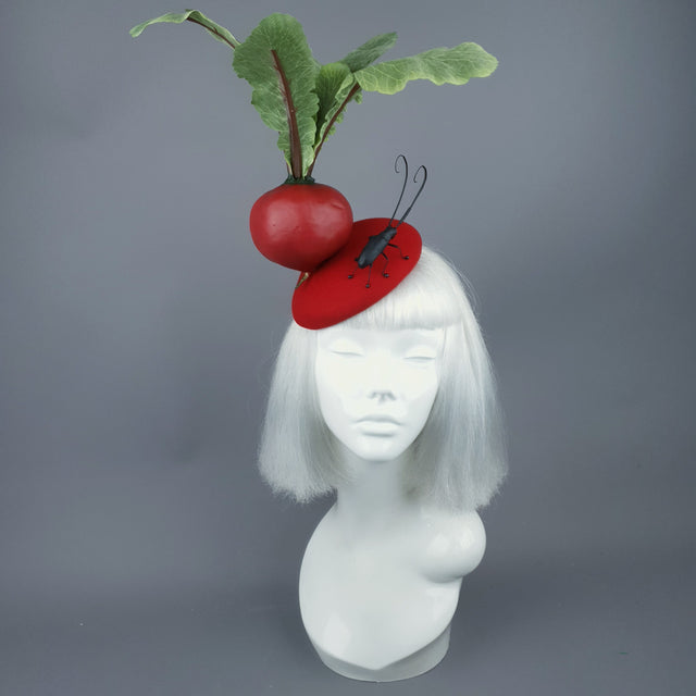 "Buba" Red Beetroot & Bug Fascinator Hat