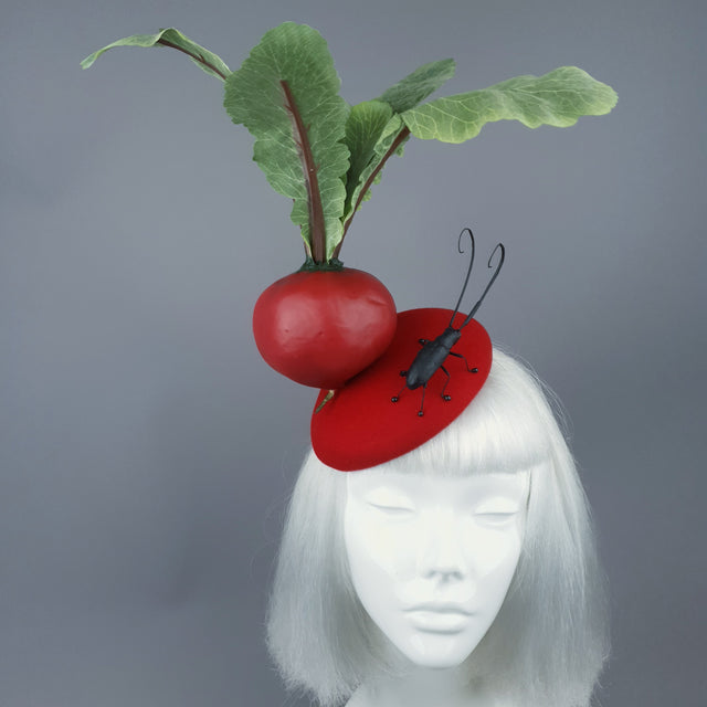 "Buba" Red Beetroot & Bug Fascinator Hat