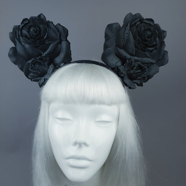"Oreille" Giant Black Rose Ears Headband