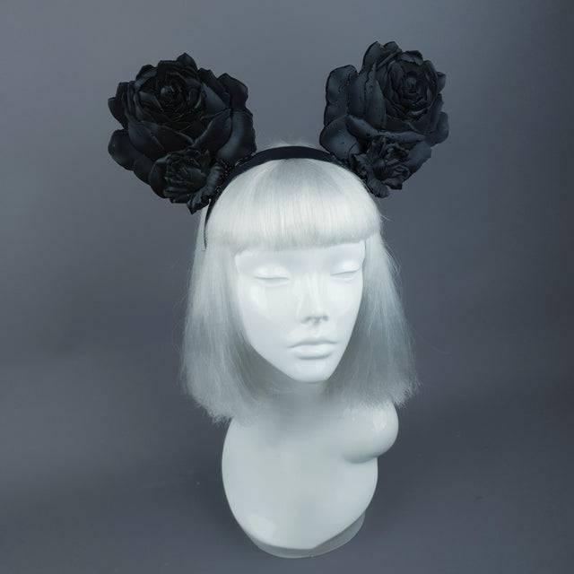 "Oreille" Giant Black Rose Ears Headband