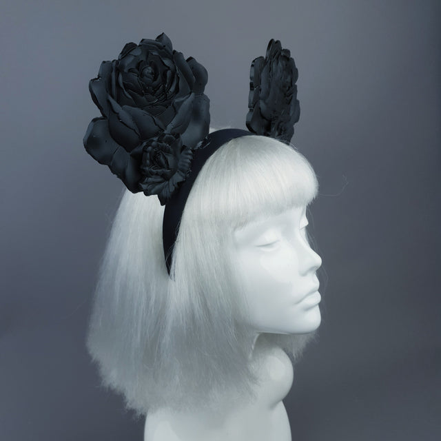 "Oreille" Giant Black Rose Ears Headband