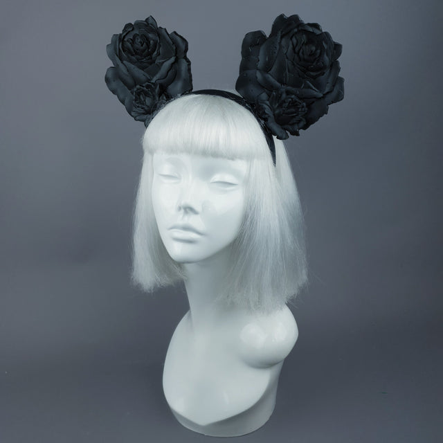 "Oreille" Giant Black Rose Ears Headband