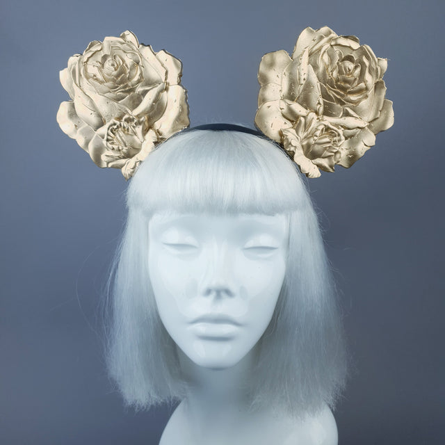 "Oreille" Giant Gold Rose Ears Headband