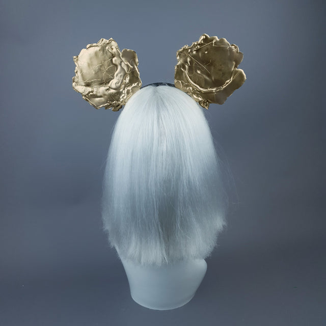 "Oreille" Giant Gold Rose Ears Headband
