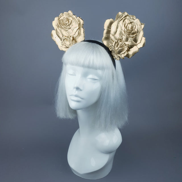 "Oreille" Giant Gold Rose Ears Headband