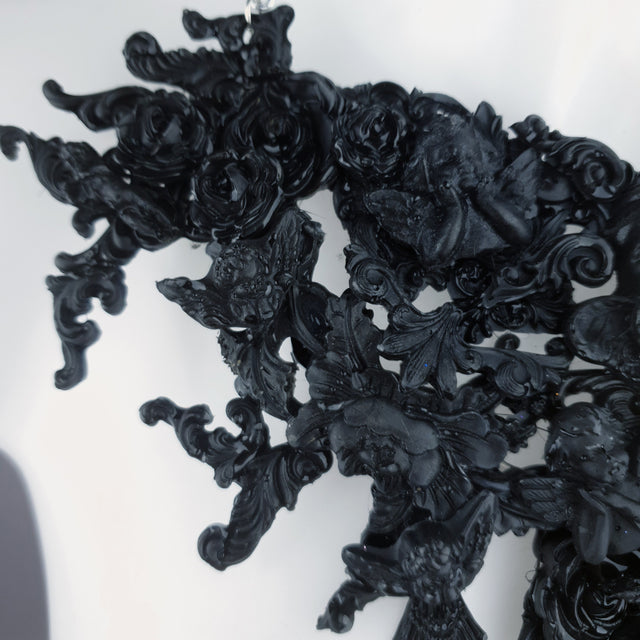 "Raphaela" Black Cherub & Filigree Necklace