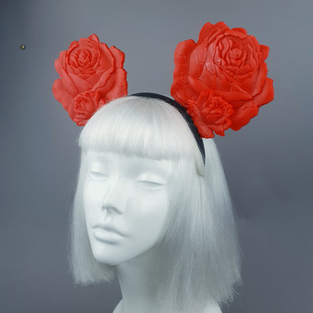 "Oreille" Giant Red Rose Ears Headband