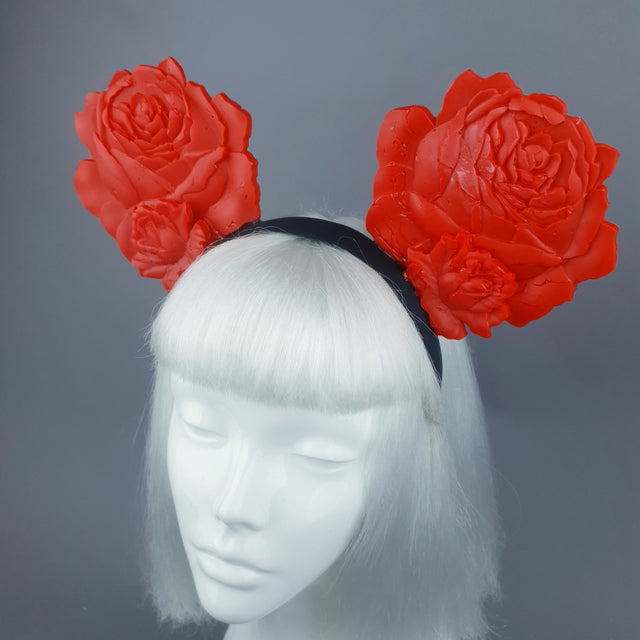 "Oreille" Giant Red Rose Ears Headband