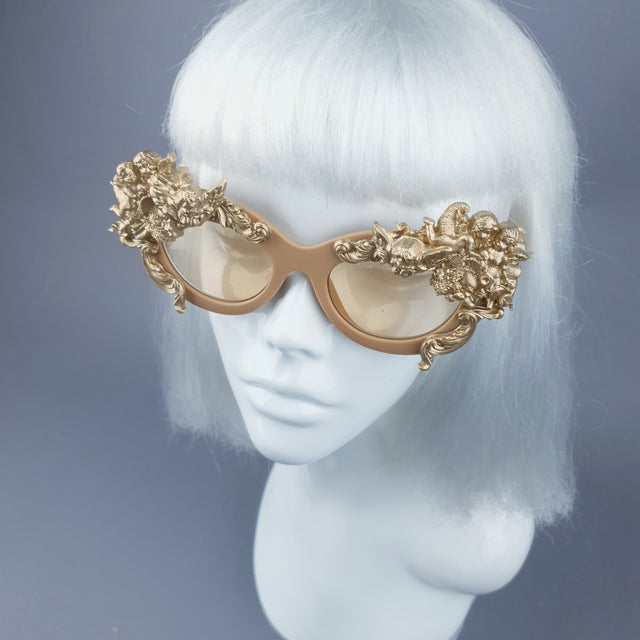 "Azrael" Gold Cherub & Filigree Sunglasses