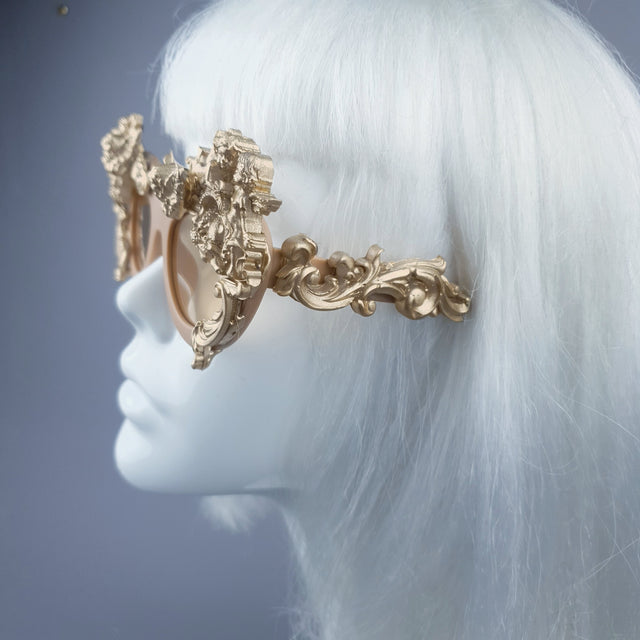 "Azrael" Gold Cherub & Filigree Sunglasses