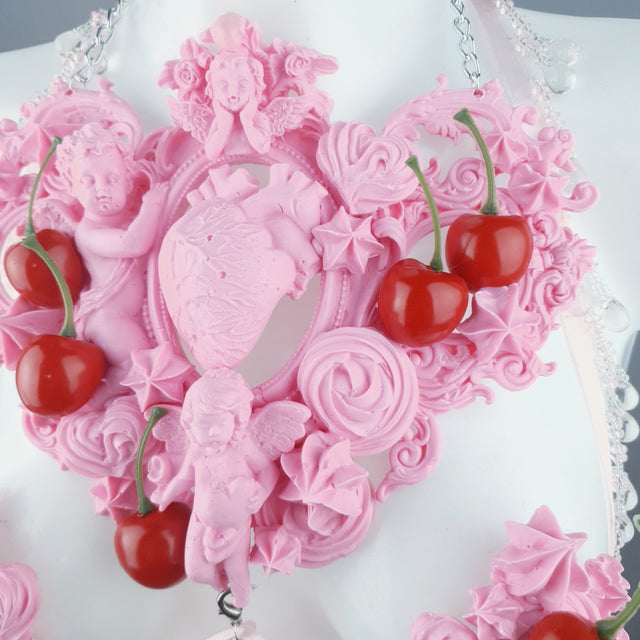 "Nuolla" Pink Cherry Filigree & Beading Body Jewellery with Nipple Pasties