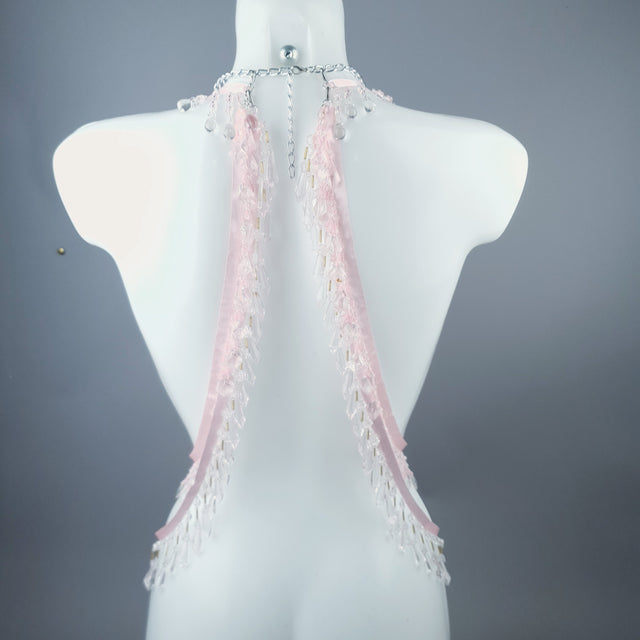 "Nuolla" Pink Cherry Filigree & Beading Body Jewellery with Nipple Pasties