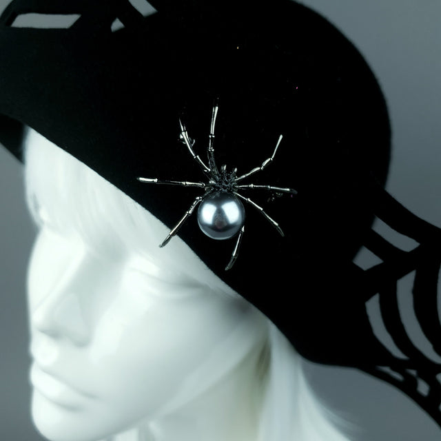 "Widow Noir" Black Spider Web Hat