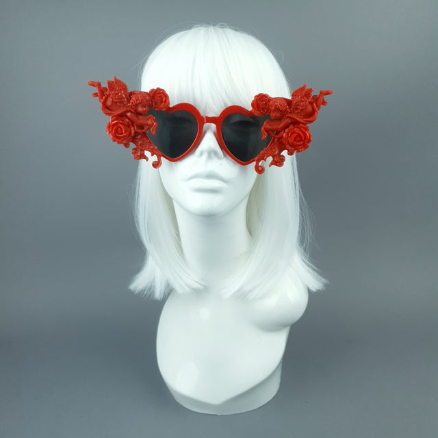 "Doux" Red Heart Shaped Cherub Sunglasses