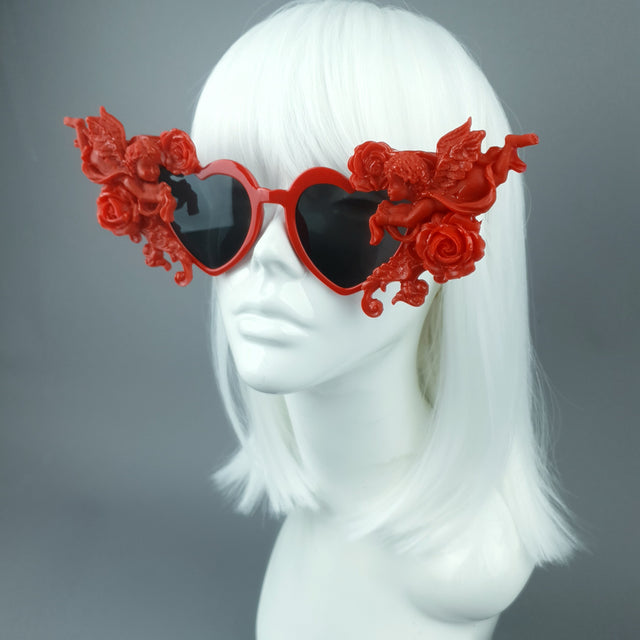"Doux" Red Heart Shaped Cherub Sunglasses