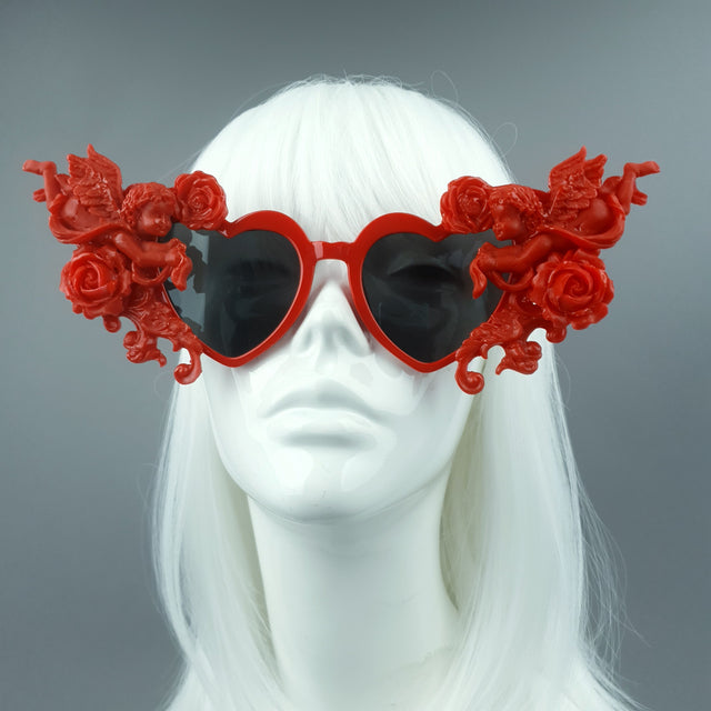 "Doux" Red Heart Shaped Cherub Sunglasses