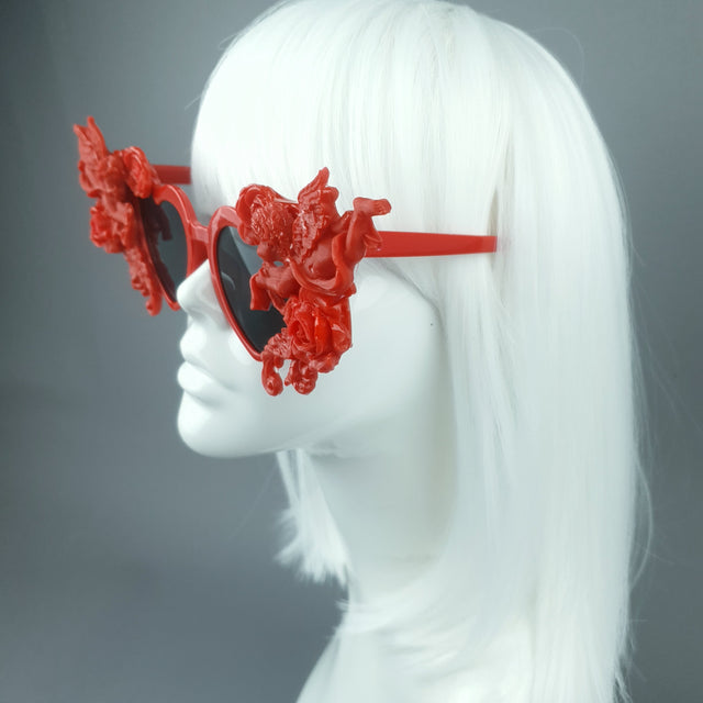 "Doux" Red Heart Shaped Cherub Sunglasses