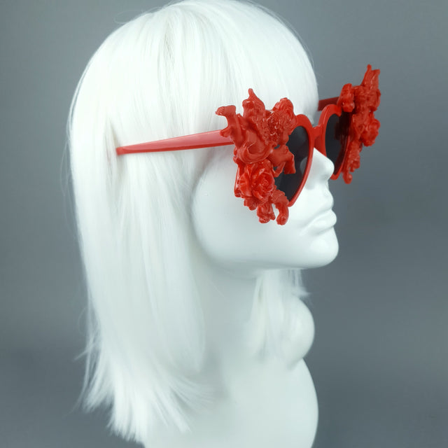 "Doux" Red Heart Shaped Cherub Sunglasses