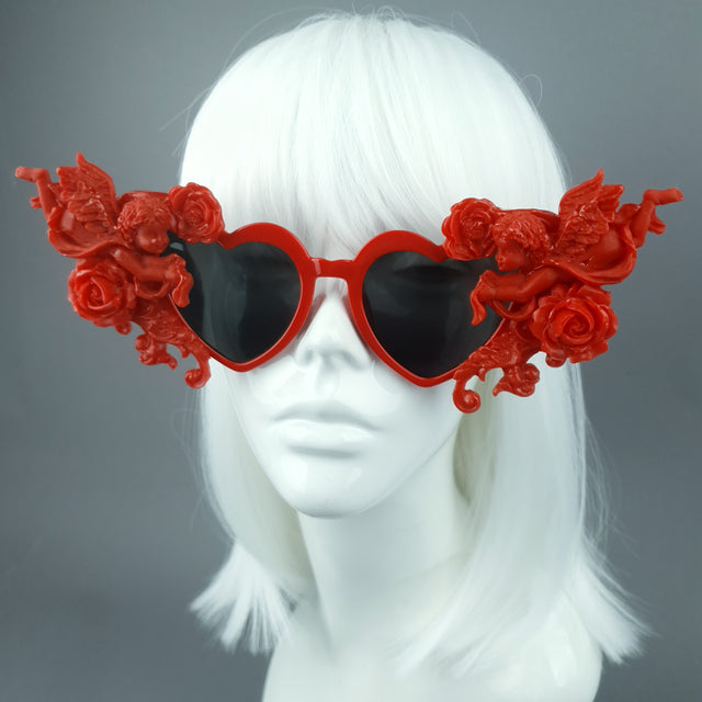 "Doux" Red Heart Shaped Cherub Sunglasses