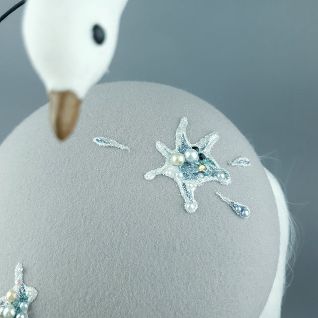 "Mierda" Kitsch Glitter Seagull Poop Fascinator Hat