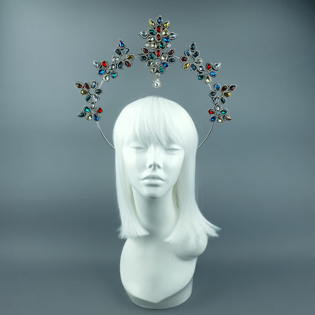 Multi Coloured Diamante Jewel Halo 68