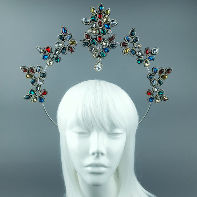 Multi Coloured Diamante Jewel Halo 68