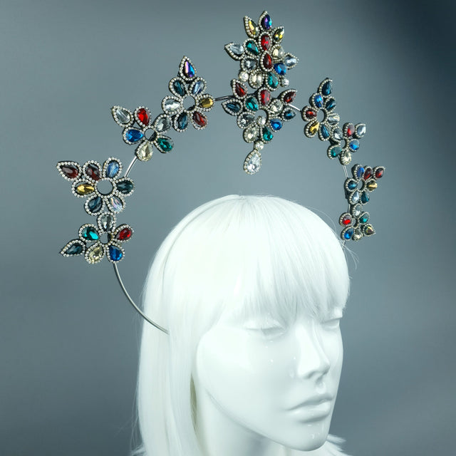 Multi Coloured Diamante Jewel Halo 68