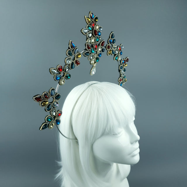 Multi Coloured Diamante Jewel Halo 68