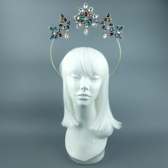 Multi Coloured Diamante Jewel Halo 90
