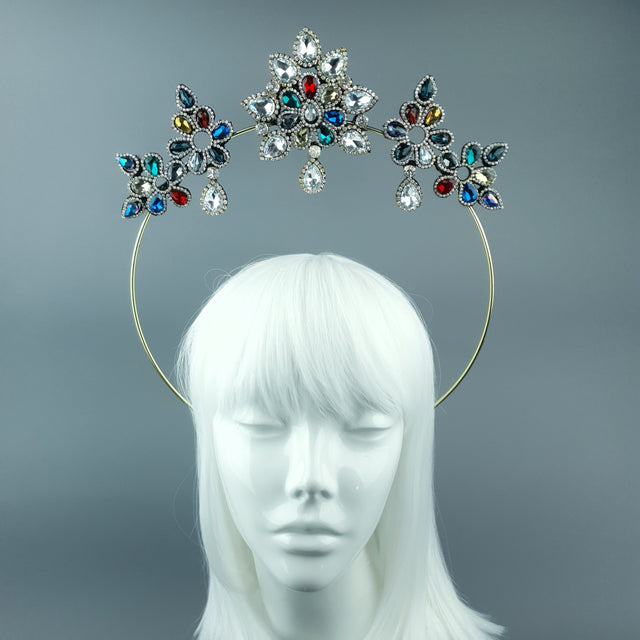 Multi Coloured Diamante Jewel Halo 90